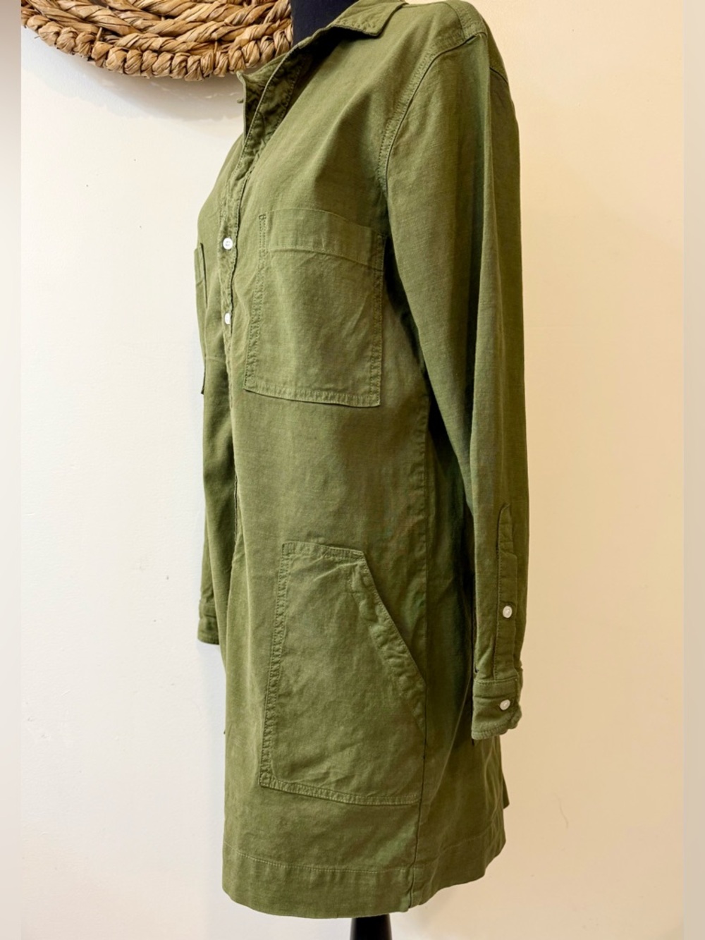 Frank & Eileen Southern Ireland Linen Blend Utility Shirt Dress Size Medium - Picture 7 of 12